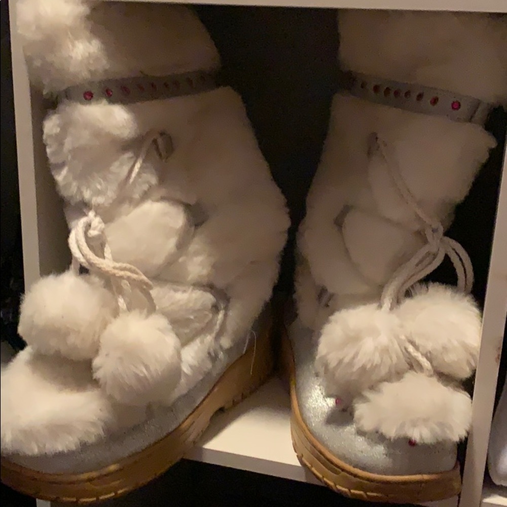 Fuzzy white boots